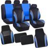 imageCAR PASS Line Rider Sporty Car Seat Covers Full Set with 4Pcs Waterproof Car Floor Mats Universal Fit Airbag Compatible Automotive Interior Covers for Sedans TrucksVansSUV Combo Set Black ampamp GrayBlack  Blue