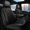 imageCAR PASS Piping Luxury Faux PU Leather Two Front Car Seat Covers Waterproof Anti Slip Seat Covers Compatible with Front Seat ArmrestsUniversal Fit for SuvsVansTrucks Airbag CompatibleAll BlackAll Black Velvet