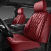 imageCAR PASS Piping Luxury Faux PU Leather Two Front Car Seat Covers Waterproof Anti Slip Seat Covers Compatible with Front Seat ArmrestsUniversal Fit for SuvsVansTrucks Airbag CompatibleAll BlackAll Burgundy Red