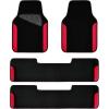 imageCAR PASS Rainbow Waterproof Universal Fit Faux Leather Car Carpet AntiSlip Nibbed Backing Floor Mats for SUV VansSedansTrucks Automotive Set of 4 for WomenampampCute Girly Black with PinkRed 3Row
