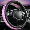 imageCAR PASS Sporty Quilting Leather Universal Fit Steering Wheel CoverFit for SuvsVansSedansTrucks for 147quot to 15quotBlack ampamp Graypurple