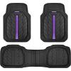 imageCAR PASS Tire Tread DeepDish Rubber Floor Mats for car Heavy Duty car mats All Weather Universal XLM Trim to Fit for Truck SUV Vehicle Automotive Waterproof car mats 3 Piece red BlackPurple Black