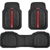 imageCAR PASS Tire Tread DeepDish Rubber Floor Mats for car Heavy Duty car mats All Weather Universal XLM Trim to Fit for Truck SUV Vehicle Automotive Waterproof car mats 3 Piece red BlackRed Black