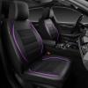 imageCAR PASS Universal FIT Piping Leather Two Front Seat Covers Waterproof Faux Leather for SUV Sedan Van Truck Airbag CompatibleReserved Opening Holes for Headrest Covers Black redBlack  Purple