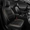 imageCAR PASS Universal FIT Piping Leather Two Front Seat Covers Waterproof Faux Leather for SUV Sedan Van Truck Airbag CompatibleReserved Opening Holes for Headrest Covers Black redBlack Beige
