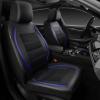 imageCAR PASS Universal FIT Piping Leather Two Front Seat Covers Waterproof Faux Leather for SUV Sedan Van Truck Airbag CompatibleReserved Opening Holes for Headrest Covers Black redBlack Blue