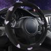 imageCar Pass Pink Embroidery Butterfly Steering Wheel Cover Universal 15 Inch Car Wheel Cover for Women Girls Fit for SuvsSmall TrucksSedansCars Black and PinkBlack and Purple