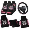 imageCar Pass Pink Embroidery Butterfly Steering Wheel Cover Universal 15 Inch Car Wheel Cover for Women Girls Fit for SuvsSmall TrucksSedansCars Black and PinkBlack and Pink Combo