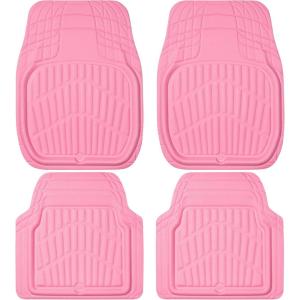 imageCAR PASS 4 Piece Leather Car Floor Mats 3D Cute Girly Waterproof All Weather Car Mat Full Set Universal Trim to Fit ampamp AntiSlip Burr Bottom ampamp Light Easy Clean for SUV Truck Auto Sedan VanPinkpink