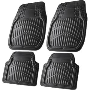 imageCAR PASS 4 Piece Leather Car Floor Mats 3D Cute Girly Waterproof All Weather Car Mat Full Set Universal Trim to Fit ampamp AntiSlip Burr Bottom ampamp Light Easy Clean for SUV Truck Auto Sedan VanPinkblack carbon fiber