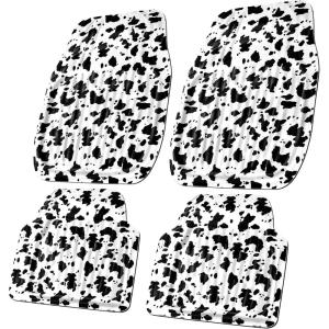 imageCAR PASS 4 Piece Leather Car Floor Mats 3D Cute Girly Waterproof All Weather Car Mat Full Set Universal Trim to Fit ampamp AntiSlip Burr Bottom ampamp Light Easy Clean for SUV Truck Auto Sedan VanPinkCow Print