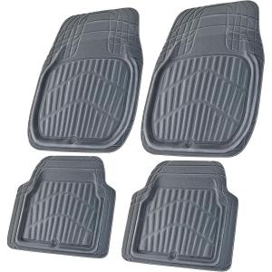 imageCAR PASS 4 Piece Leather Car Floor Mats 3D Cute Girly Waterproof All Weather Car Mat Full Set Universal Trim to Fit ampamp AntiSlip Burr Bottom ampamp Light Easy Clean for SUV Truck Auto Sedan VanPinkgray
