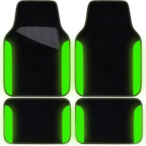 imageCAR PASS Beige Leather ampamp Waterproof Car Carpet Floor Mats Universal Car Mats Fit for SUVVanssedans TrucksSet of 4pcs Car Carpet with AntiSlip nibbs Driver Heel Pad All BeigeBlack and Green