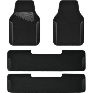 imageCAR PASS Beige Leather ampamp Waterproof Car Carpet Floor Mats Universal Car Mats Fit for SUVVanssedans TrucksSet of 4pcs Car Carpet with AntiSlip nibbs Driver Heel Pad All BeigeBlack 3R