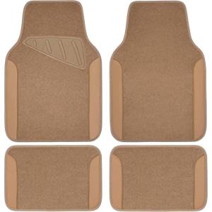 imageCAR PASS Beige Leather ampamp Waterproof Car Carpet Floor Mats Universal Car Mats Fit for SUVVanssedans TrucksSet of 4pcs Car Carpet with AntiSlip nibbs Driver Heel Pad All BeigeAll Beige