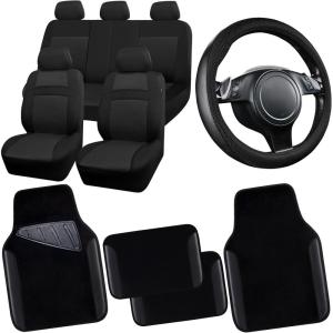 imageCAR PASS Beige Leather ampamp Waterproof Car Carpet Floor Mats Universal Car Mats Fit for SUVVanssedans TrucksSet of 4pcs Car Carpet with AntiSlip nibbs Driver Heel Pad All BeigeBlack combo