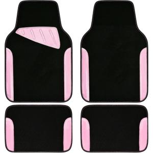 imageCAR PASS Beige Leather ampamp Waterproof Car Carpet Floor Mats Universal Car Mats Fit for SUVVanssedans TrucksSet of 4pcs Car Carpet with AntiSlip nibbs Driver Heel Pad All BeigePink