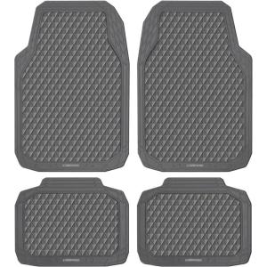 imageCAR PASS Black Rubber Car Mats AllWeather Floor Mats Full Set Durable AntiSlip 3D Rhombus Waterproof Automotive Pad Trim to Fit Liner Universal Fit for Sedan SUV Truck Van 4 Pcs All Black RubberGray Rubber