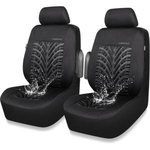 imageCAR PASS Car Seat Covers Full Sets Front ampamp Split Rear Bench for Car 3D Tyre Embossed Automotive Interior Covers Airbag Compatible Quick Setup Universal Fit Seat Covers for Car SUVCharcoalPure Black