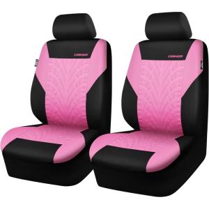 imageCAR PASS Car Seat Covers Full Sets Front ampamp Split Rear Bench for Car 3D Tyre Embossed Automotive Interior Covers Airbag Compatible Quick Setup Universal Fit Seat Covers for Car SUVCharcoalpink black