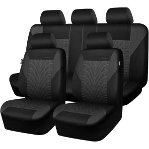 imageCAR PASS Car Seat Covers Full Sets Front ampamp Split Rear Bench for Car 3D Tyre Embossed Automotive Interior Covers Airbag Compatible Quick Setup Universal Fit Seat Covers for Car SUVCharcoalBlack and Charcoal
