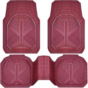imageCAR PASS Heavy Duty Rubber Car Mats DeepDish Odorless Car Floor Mats All Weather Universal TrimtoFit for SUVs Trucks Sedans Waterproof AntiSlip 3 Pieces V12 BlackBurgundy