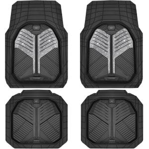 imageCAR PASS Heavy Duty Rubber Car Mats DeepDish Odorless Car Floor Mats All Weather Universal TrimtoFit for SUVs Trucks Sedans Waterproof AntiSlip 3 Pieces V12 BlackBlack and White Glitter