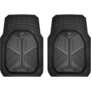 imageCAR PASS Heavy Duty Rubber Car Mats DeepDish Odorless Car Floor Mats All Weather Universal TrimtoFit for SUVs Trucks Sedans Waterproof AntiSlip 3 Pieces V12 BlackFront Only Black