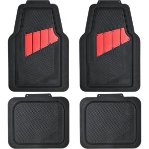 imageCAR PASS Heavy Duty Rubber Floor Mats 4Piece Pink Car Mats Full Set  Universal Waterproof Floor Mats for Car SUV Truck Durable All Weather Floor Mats AutomotiveCar Mats for WomenGirlyAll PinkBlack and Red