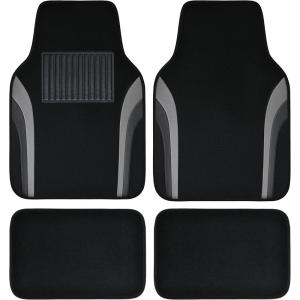imageCAR PASS Leather Waterproof Sporty Car Floor Mats CarpetUniversal Automotive Floor Mat Fit for Sedans Cars Mid Trucks Vans SUV Set of 4 Black and GrayGray