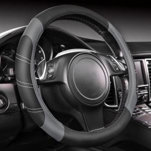 imageCAR PASS Line Rider Microfiber Leather Sporty Steering Wheel Cover Universal Fits for 95 TruckSUVCars14515inch AntiSlip Safety Comfortable Desgin BlackGrayBlackGray