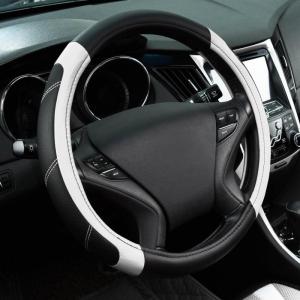 imageCAR PASS Line Rider Microfiber Leather Sporty Steering Wheel Cover Universal Fits for 95 TruckSUVCars14515inch AntiSlip Safety Comfortable Desgin BlackGrayBlackWhite