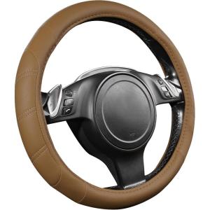 imageCAR PASS Line Rider Microfiber Leather Sporty Steering Wheel Cover Universal Fits for 95 TruckSUVCars14515inch AntiSlip Safety Comfortable Desgin BlackGrayPure Brown