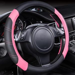 imageCAR PASS Line Rider Microfiber Leather Sporty Steering Wheel Cover Universal Fits for 95 TruckSUVCars14515inch AntiSlip Safety Comfortable Desgin BlackGrayBlackPink
