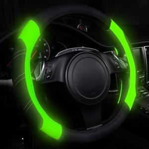 imageCAR PASS Line Rider Microfiber Leather Sporty Steering Wheel Cover Universal Fits for 95 TruckSUVCars14515inch AntiSlip Safety Comfortable Desgin BlackGrayBlackFluorescent Green