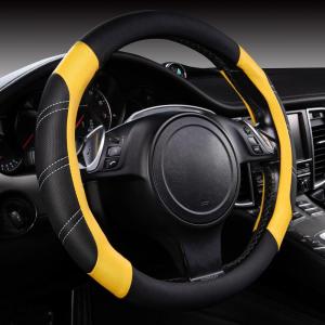 imageCAR PASS Line Rider Microfiber Leather Sporty Steering Wheel Cover Universal Fits for 95 TruckSUVCars14515inch AntiSlip Safety Comfortable Desgin BlackGrayBlackYellow