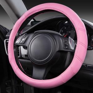imageCAR PASS Line Rider Microfiber Leather Sporty Steering Wheel Cover Universal Fits for 95 TruckSUVCars14515inch AntiSlip Safety Comfortable Desgin BlackGrayPure Pink