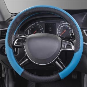imageCAR PASS Line Rider Microfiber Leather Sporty Steering Wheel Cover Universal Fits for 95 TruckSUVCars14515inch AntiSlip Safety Comfortable Desgin BlackGrayBlack and Blue