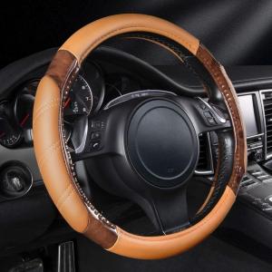 imageCAR PASS Line Rider Microfiber Leather Sporty Steering Wheel Cover Universal Fits for 95 TruckSUVCars14515inch AntiSlip Safety Comfortable Desgin BlackGrayBeige Wood Grain