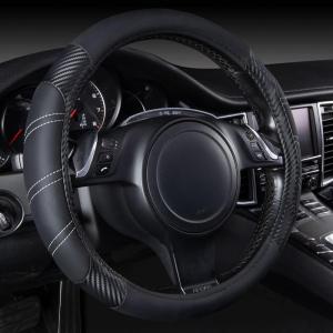 imageCAR PASS Line Rider Microfiber Leather Sporty Steering Wheel Cover Universal Fits for 95 TruckSUVCars14515inch AntiSlip Safety Comfortable Desgin BlackGrayBlackCarbon Fiber