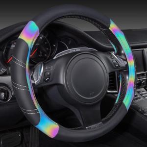 imageCAR PASS Line Rider Microfiber Leather Sporty Steering Wheel Cover Universal Fits for 95 TruckSUVCars14515inch AntiSlip Safety Comfortable Desgin BlackGrayBlackReflective