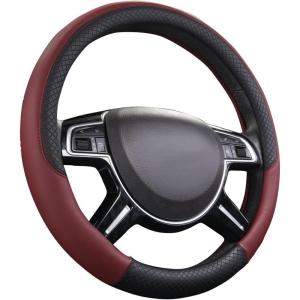 imageCAR PASS Line Rider Microfiber Leather Sporty Steering Wheel Cover Universal Fits for 95 TruckSUVCars14515inch AntiSlip Safety Comfortable Desgin BlackGrayBlack and Burgundy