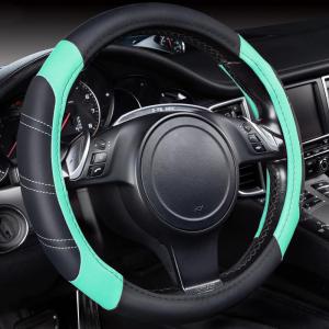 imageCAR PASS Line Rider Microfiber Leather Sporty Steering Wheel Cover Universal Fits for 95 TruckSUVCars14515inch AntiSlip Safety Comfortable Desgin BlackGrayBlackMint