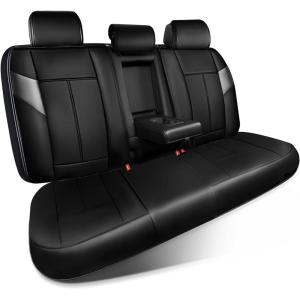 imageCAR PASS Nappa PU Leather Seat Covers Full Set Cushioned 3D Foam Leather seat Covers Waterproof LuxuryUniversal Fit for SUV Pickup Trucks Full Coverage Black and CharcoalBlack  Charcoal