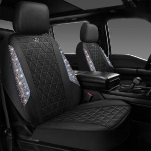 imageCAR PASS Oxford Bling Diamond Car Seat Covers Full Set Interior Sets Waterproof Shining Glitter Sparkly Crystal Universal Armrest Fit 95 Automotive Truck SUV Cute Women Girl Black Silver RhinestoneMulticolor Diamond