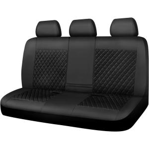 imageCAR PASS Quilting Leather Seat Cover Two Front Seats Only Universal Fit Automotive Front Seat Covers Waterproof Deluxe PU Premium Vinyl Luxury for Cars Sedan Van SUV Airbag Compatible 2 PiecesBlackAll Black