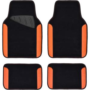 imageCAR PASS Rainbow Waterproof Universal Fit Faux Leather Car Carpet AntiSlip Nibbed Backing Floor Mats for SUV VansSedansTrucks Automotive Set of 4 for WomenampampCute Girly Black with PinkBlack With Orange