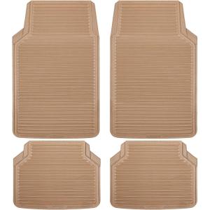 imageCAR PASS Rubber Car MatsCar Floor Mats All WeatherCar Mats Full Set 4PieceWaterproof Automotive Floor Mats Trim to Fit for Most Cars Sedans SUVs VansHeavy Duty AntiSlip Easy Clean All BlackAll Beige