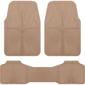 imageCAR PASS Rubber Floor Mats All Weather Waterproof TrimtoFit Automotive Mats for Cars Trucks SUV AntiSlip Easy Clean Heavy Duty Full Set 3Piece All BlackAllBeige