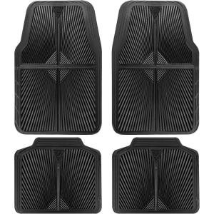 imageCAR PASS Rubber Floor Mats All Weather Waterproof TrimtoFit Automotive Mats for Cars Trucks SUV AntiSlip Easy Clean Heavy Duty Full Set 3Piece All BlackBlack 4 Piece